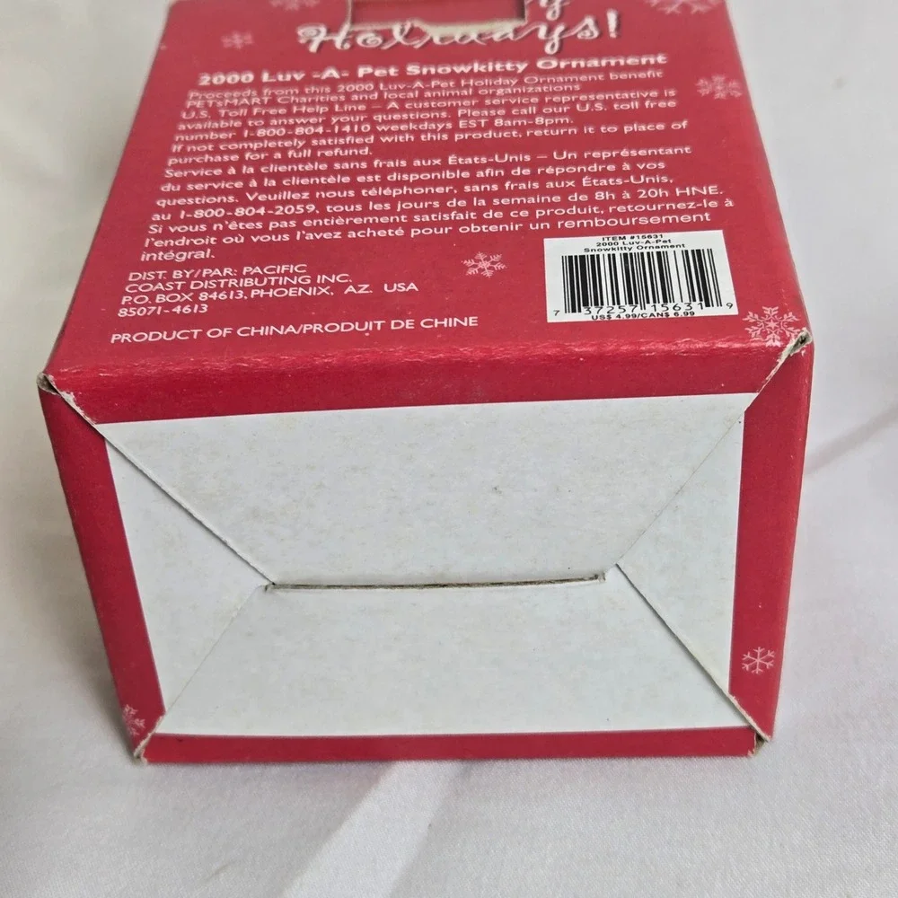 Pet Holiday Luv-A-Pet 2000 Snowkitty Cat Christmas Ornament‎ & BoxVintage Y2K
